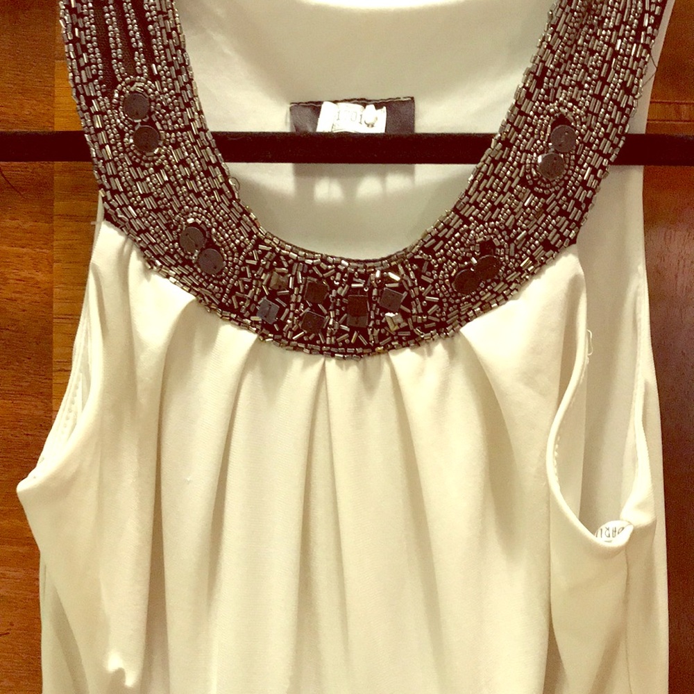 Cream and black cocktail dress